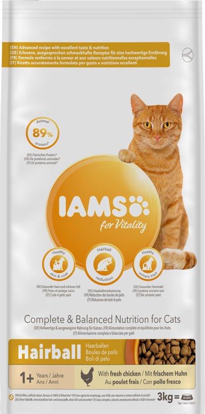 Rose kleur operator hoek IAMS Adult Hairball kattenvoer 3 kg - Merken | bol.com