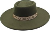 Chapeau Fedora - Bord Vert Armée | Ajustable | 56 à 60 cm | Coton / Polyester | Mode Favorite