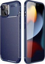 Mobigear Hoesje geschikt voor Apple iPhone 14 Pro Telefoonhoesje Flexibel TPU | Mobigear Racing Backcover | iPhone 14 Pro Case | Back Cover - Blauw