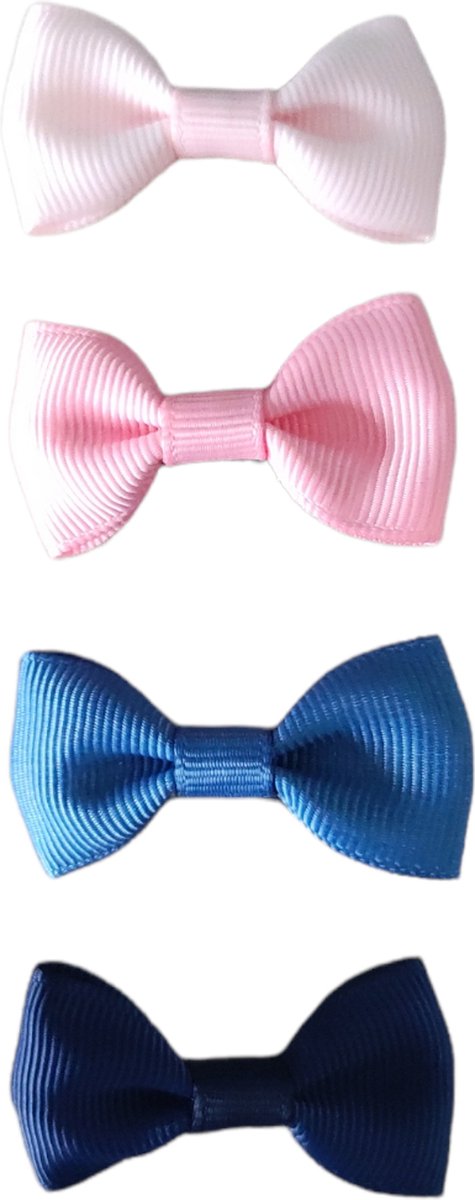 Haarspeldjes voor Baby en Meisjes - Baby Strikjes - Set van 4 - Roze & Blauw