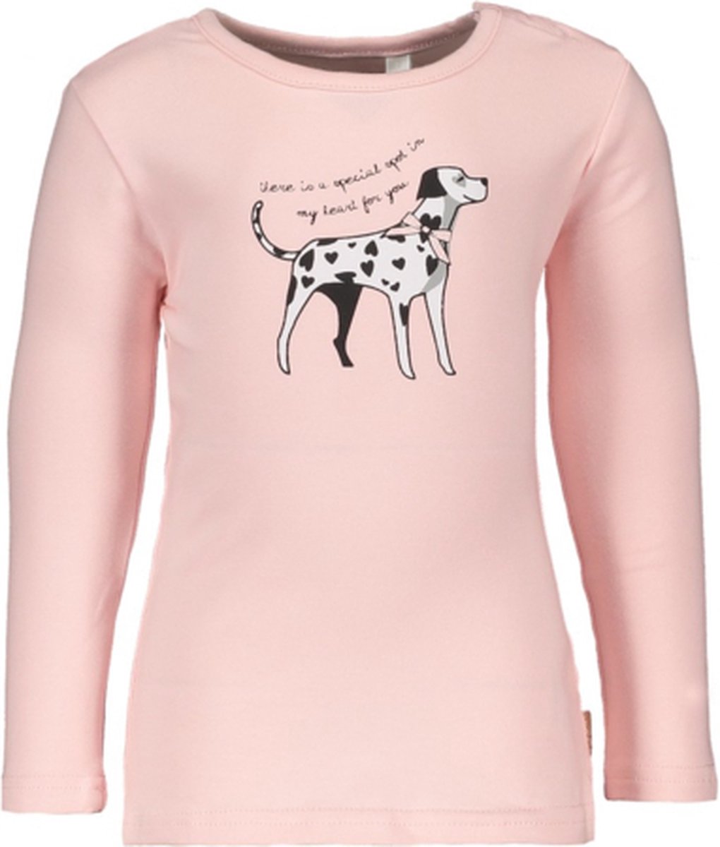 Bampidano - Longsleeve roze met zwart witte hond - Maat 74