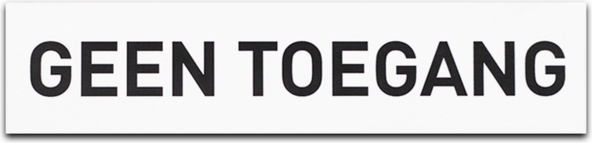 Deurbordje - GEEN TOEGANG - Rechthoek - Wit met Zwart - 45 x 195 mm - Prive - No entry - Deurbord - Zelfklevend