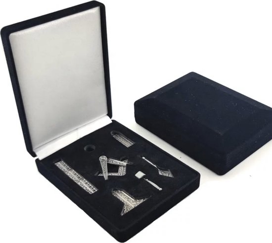 Vrijmetselarij, Freemasons, Masonic bureau artikelen / miniatuur symbolen / gereedschappen / Luxe geschenkdoos