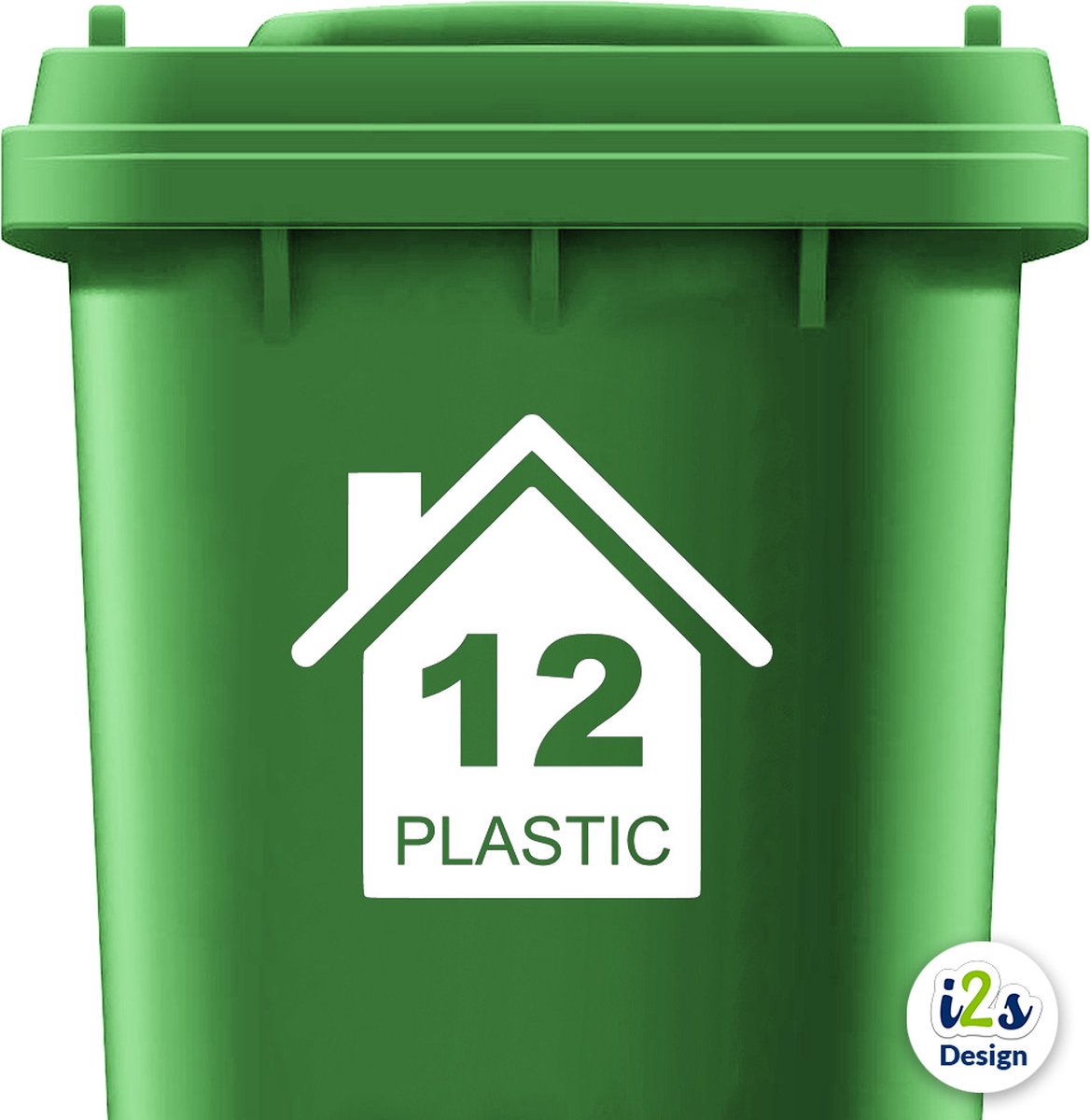 Kliko sticker huis met nummer - Plastic afval - Container sticker - Cijfer sticker - Huisnummer - Wit - 20cm x 20cm