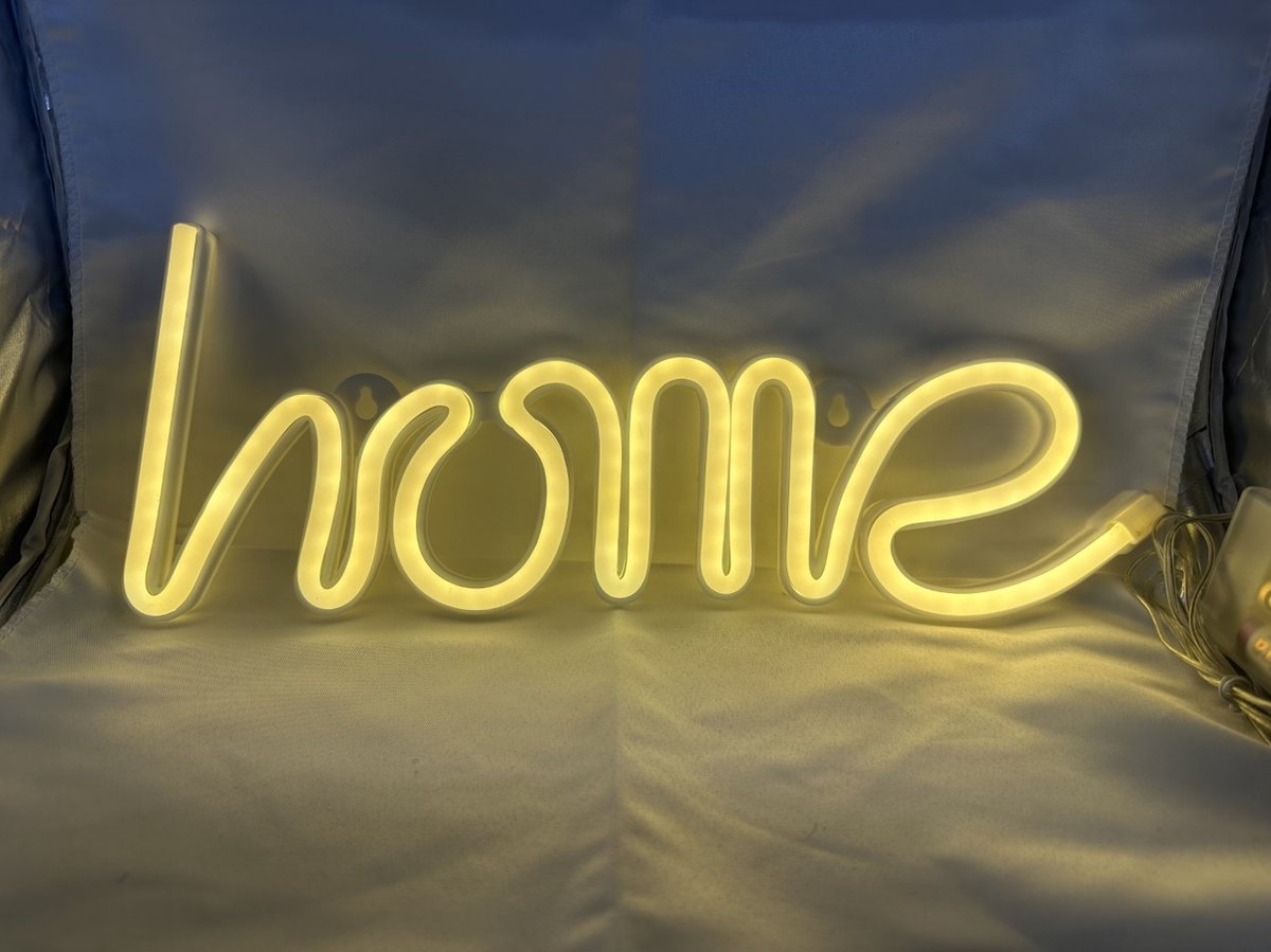 LED Home met neonlicht - geel neon licht - hoogte 14 x 38 x 2 cm - Wandlamp - Sfeerlamp - Decoratieve verlichting - Woonaccessoires