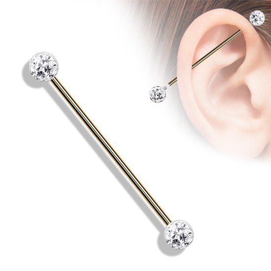Piercing Industrial ferido plaqué or