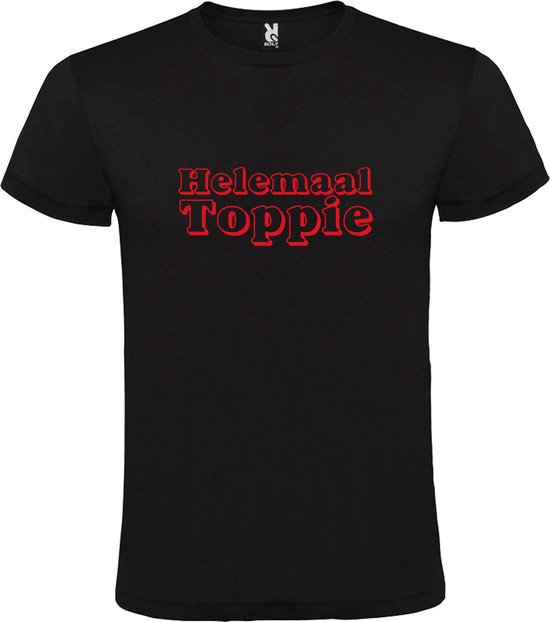T-shirt Zwart avec image "Totally Toppie" Rouge Taille S
