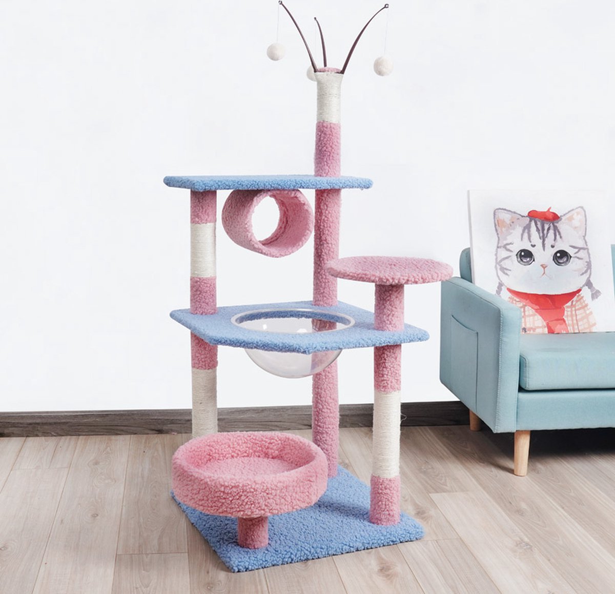 Veilige stabiele grote krabpaal mand transparante bol