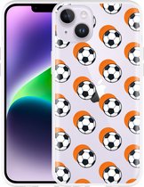Geschikt voor Apple iPhone 14 Plus Hoesje Soccer Ball Orange Shadow - Designed by Cazy