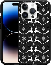 Geschikt voor Apple iPhone 14 Pro Hoesje Zwart Oh Deer - Designed by Cazy