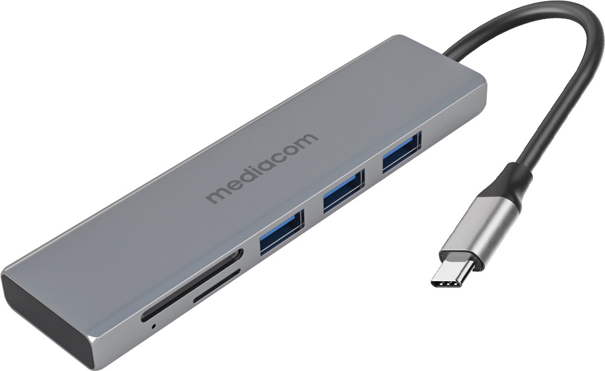 Mediacom MD-C302 interface hub USB 3.2 Gen 1 (3.1 Gen 1) Type-A Aluminium
