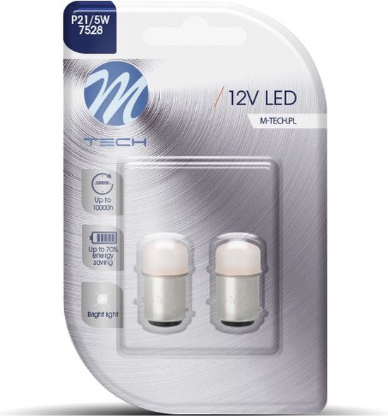 M-Tech LED - BAY15d / P21/5W 12V - Basic9x Led diode - Rood - Set | bol