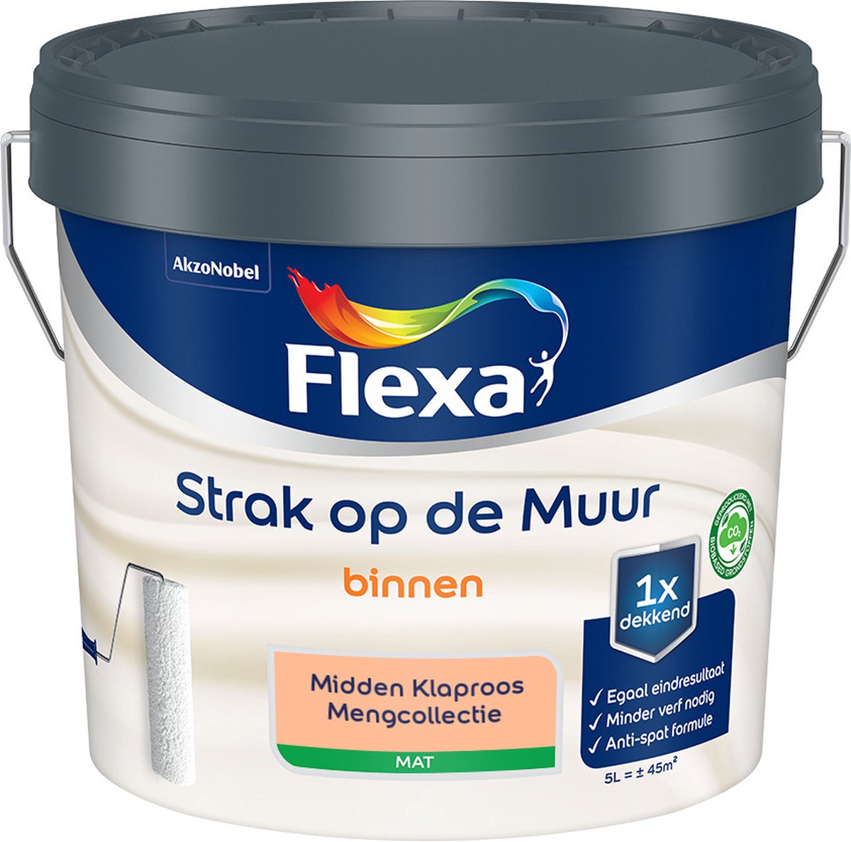 Flexa Strak op de muur - Muurverf - Mengcollectie - Midden Klaproos - 5 Liter