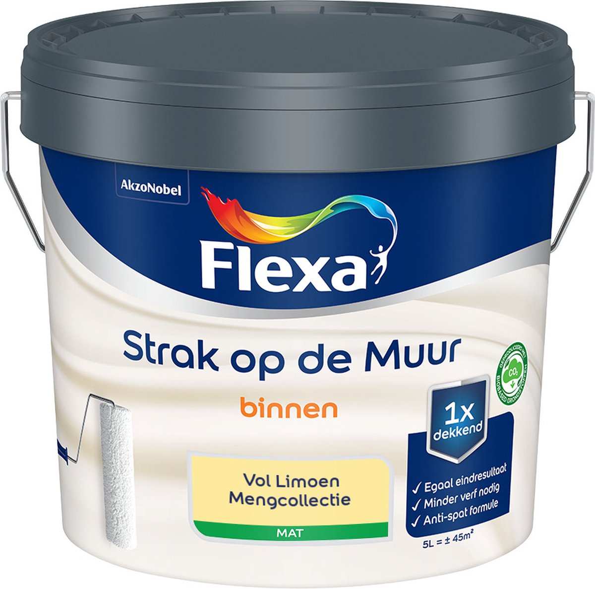 Flexa - Strak op de muur - Muurverf - Mengcollectie - Vol Limoen - 5 Liter