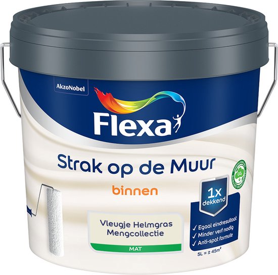 Foto: Flexa strak op de muur muurverf mengcollectie vleugje helmgras 5 liter