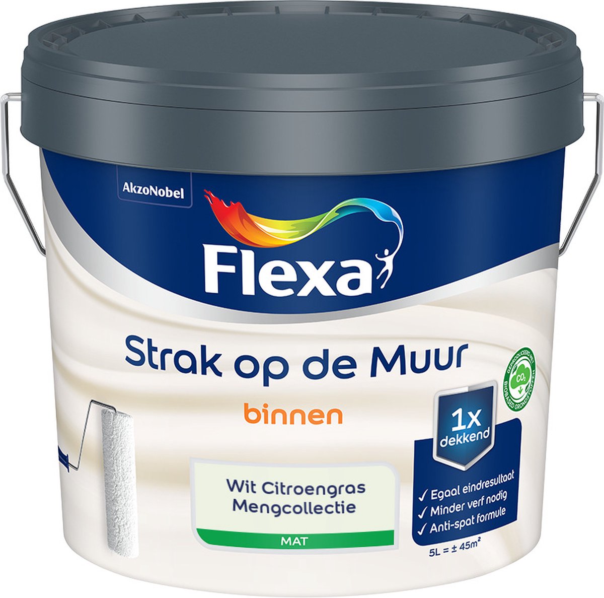 Flexa - Strak op de muur - Muurverf - Mengcollectie - Wit Citroengras - 5 Liter