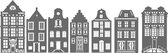 Raamsticker Amsterdamse Grachten pandjes - huisjes - decoratief