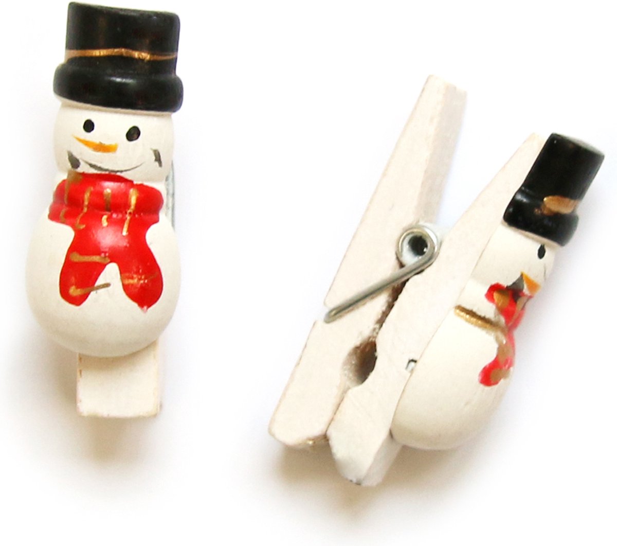10 Houten Knijpertjes - Sneeuwpop