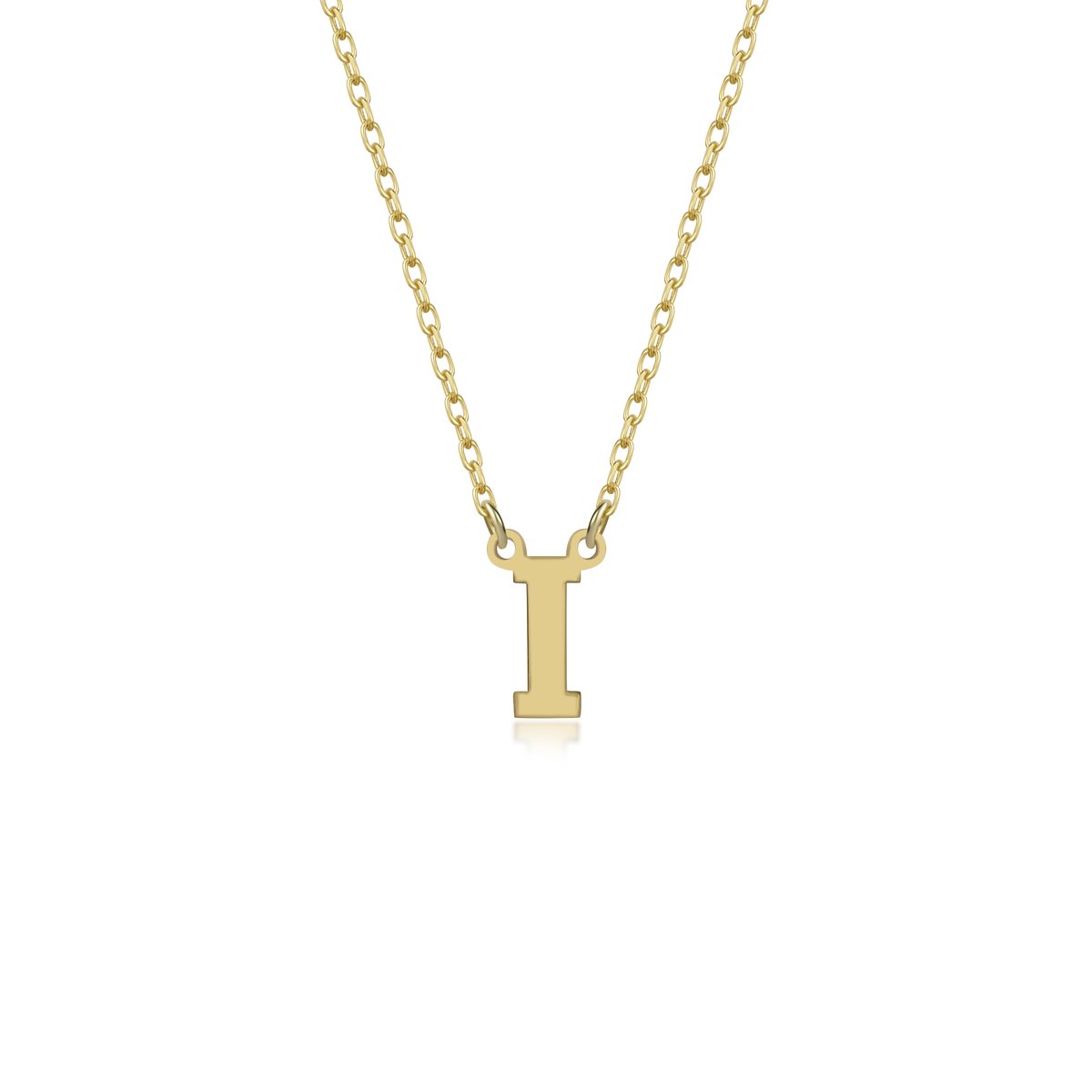 Letter I Initial Gold Plated Ketting Zilver (925 sterling) Trendy Minimalistisch Combi Bedel Goudkleurig Dames Meisje | Cadeau Voor Vrouw