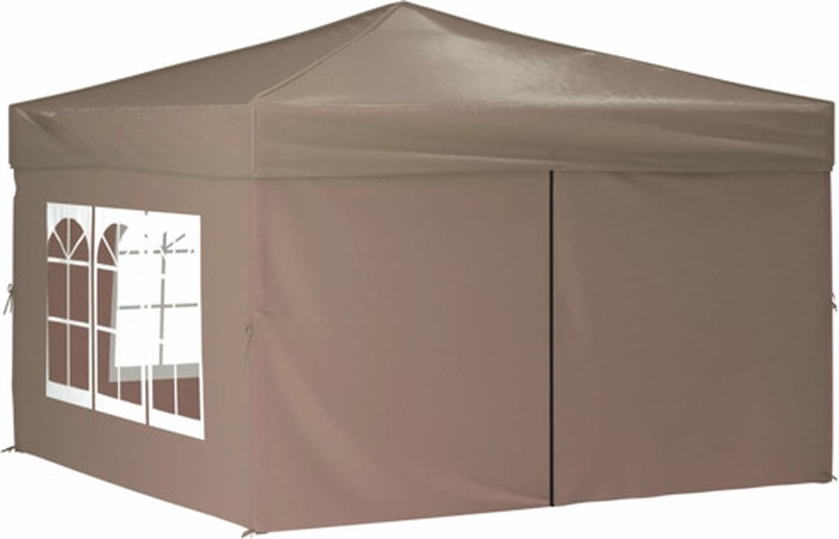 vidaXL Partytent inklapbaar met zijwanden 3x3 m taupe