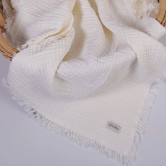 EMME Katoenen deken King Size voor Bed Zachte mousseline dekens 274x 228cm Lichtgewicht Ademend Gelaagde Deken Sprei Coverlet Alle Seizoen Gaas, Wit