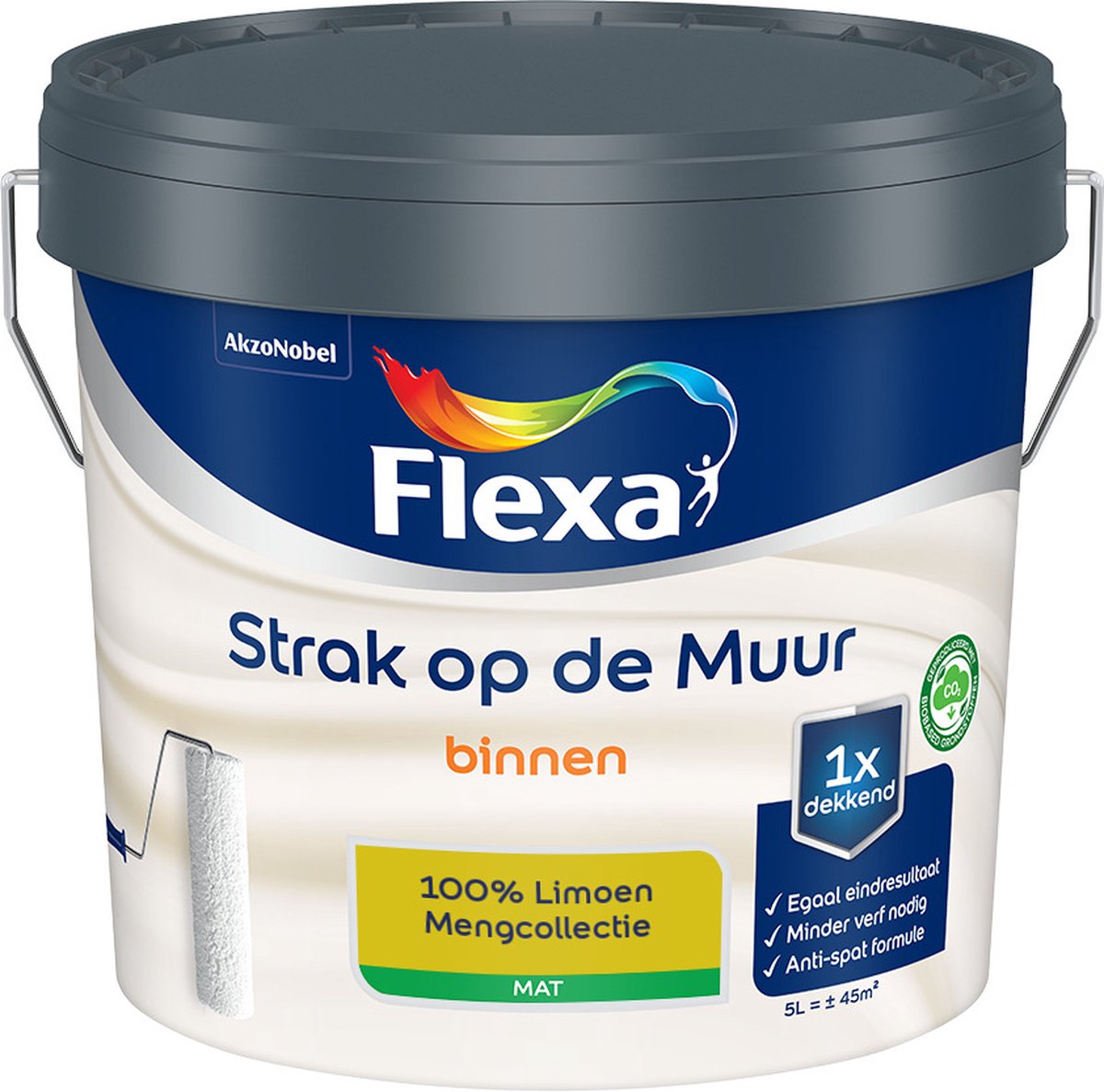 Flexa - Strak op de muur - Muurverf - Mengcollectie - 100% Limoen - 5 Liter