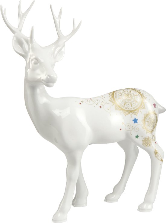 Goebel - Kerst | Decoratief beeld / figuur Mandala hert staand | Porselein - 27cm - met echt goud