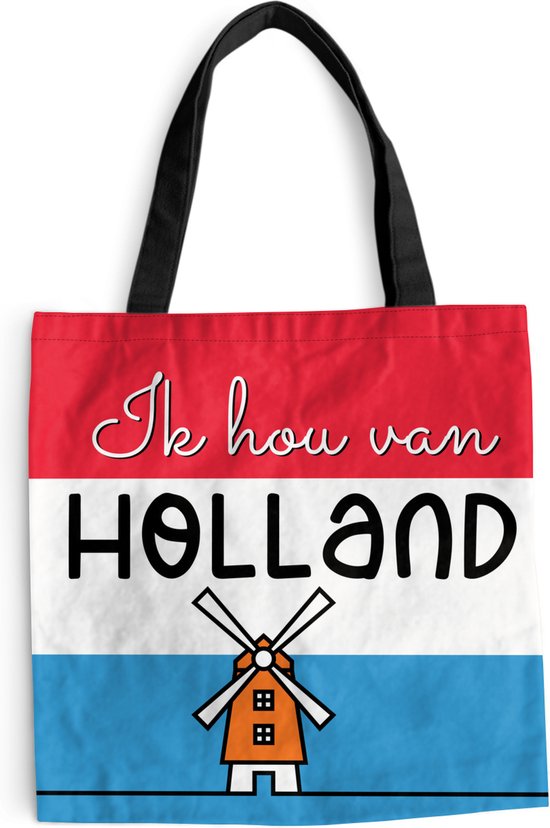 Schoudertas - Strandtas - Shopper Molen - Vlag - Nederland - Spreuken -  40x40 cm -... | bol