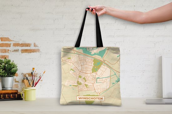 Sac bandoulière - Sac de plage - Shopper City map - Winschoten - Vintage - 45x45 cm - Sac en coton
