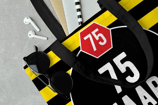 Sac Bandoulière - Sac Plage - Shopper Anniversaire - Décoration - 75 Ans - 40x40 cm - Sac Coton