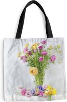 MuchoWow® Schoudertas - Strandtas - Big Shopper - Boodschappentas - Stilleven - Kleuren - Bloemen - 45x45 cm - Katoenen tas