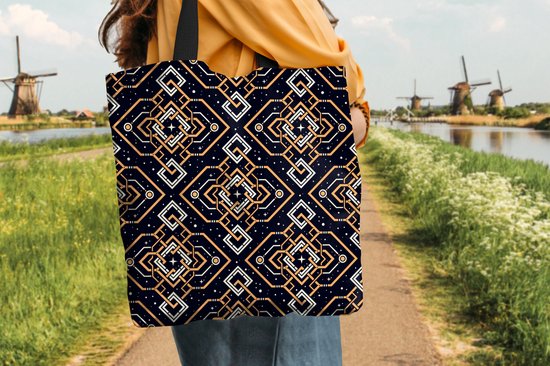 Sac bandoulière - Sac de plage - Motif Shopper - Ligne - Oranje - Années 1920 - 40x40 cm - Sac en coton