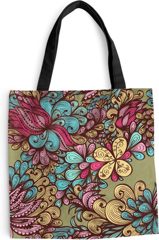 Sac Bandoulière - Sac De Plage - Motif Shopper - Feuilles - Abstrait - 40x40 cm - Sac Coton
