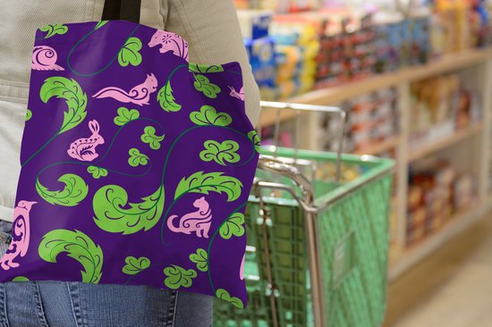 Sac bandoulière - Sac de plage - Shopper Feuilles - Animaux - Motifs - 40x40 cm - Sac en coton