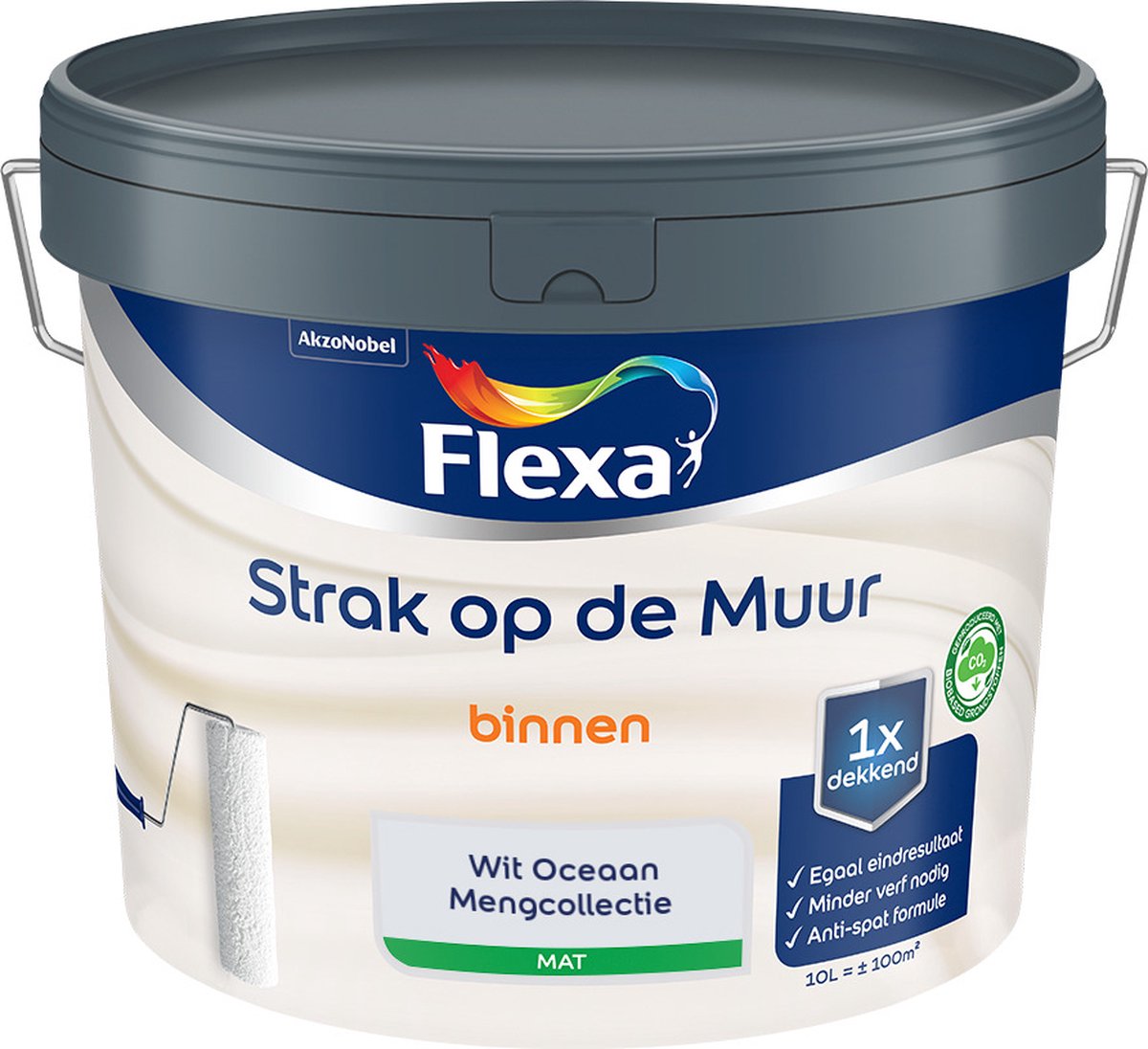 Flexa Strak op de Muur Muurverf - Mat - Mengkleur - Wit Oceaan - 10 liter