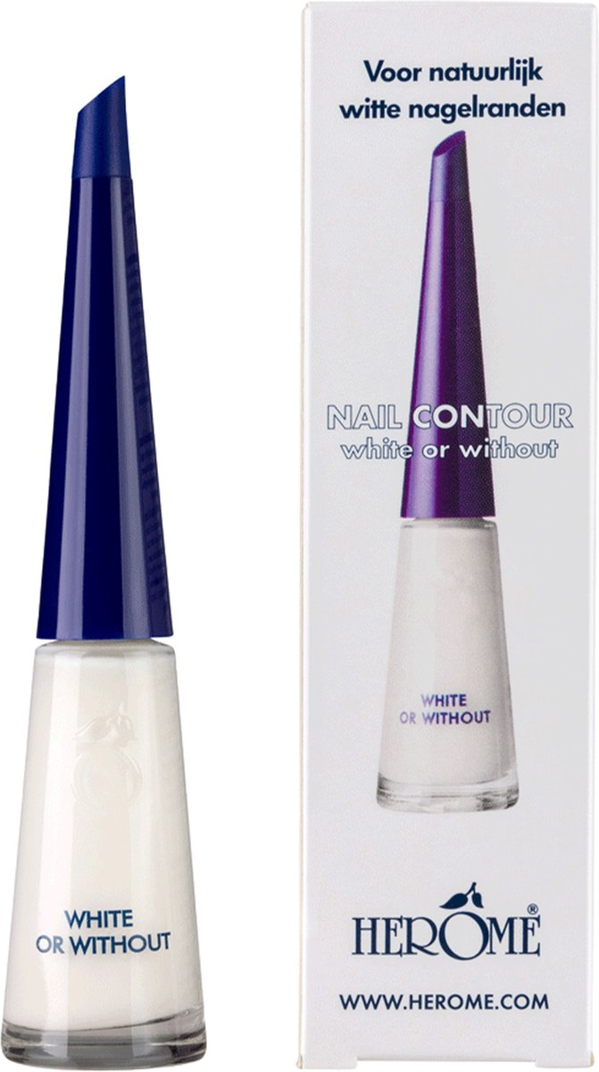 Goedkoopste Herome Nail Contour Nagellak White or Without - Verstevigende Nagellak voor parelwitte Nagelranden - Laat het Nagelbed Langer lijken - 10ml.