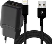 USB Stekker Set - Geschikt voor Apple iPhone - Oplader met Kabel 2 Meter - Zwart - 12W Power Adapter Lader