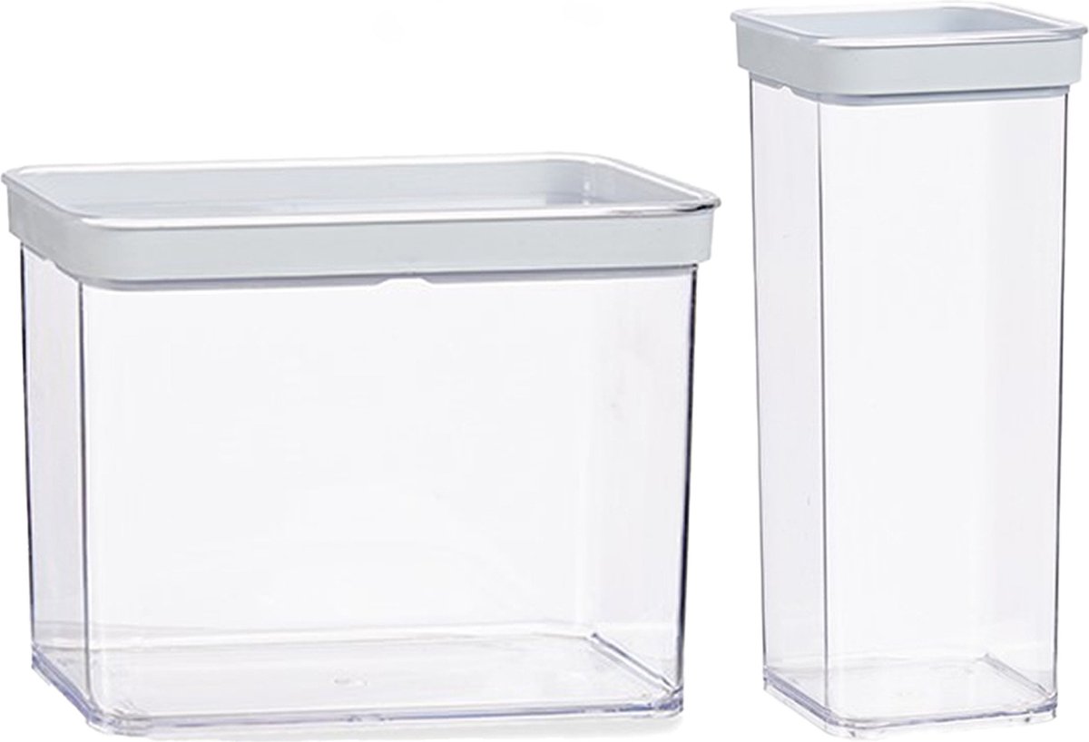 Gondol Plastics 7x kunststof voedsel voorraad potten/bakjes set met deksel 2.2 en 1.5 liter