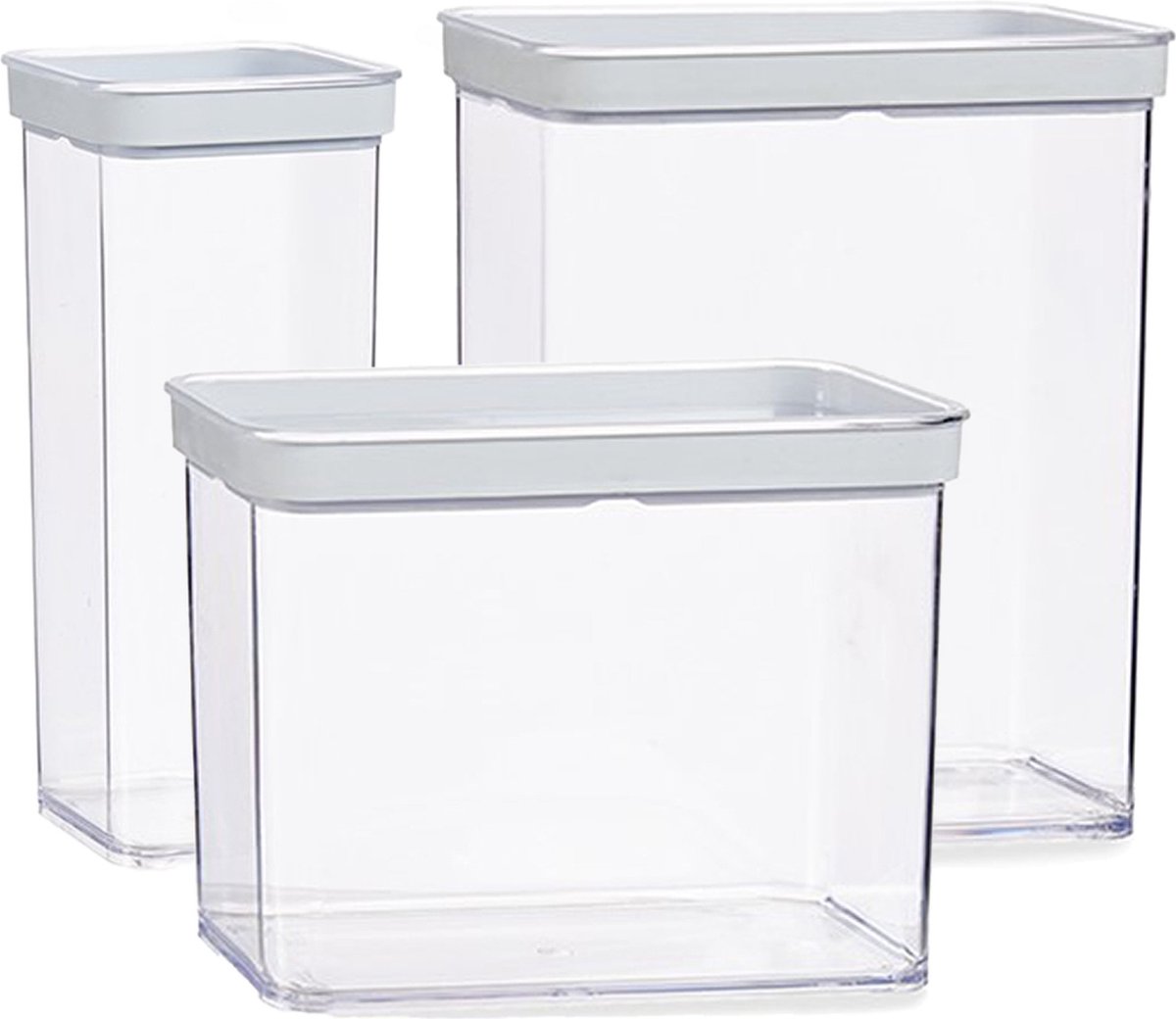 Gondol Plastics 6x kunststof voedsel voorraad potten/bakjes set met deksel 3.3 - 2.2 - 1.5 liter