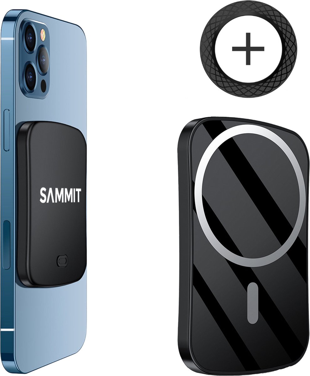 SAMMIT Powerbank 10000 mAh met Magsafe 15W - Magnetisch & Draadloos – Voor iPhone 12 / 13 / 14 / 15 - Powerbank