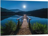 WallClassics - Drapeau - Jetty on Clear Blauw Water - 100x75 cm Photo sur Drapeau Polyester
