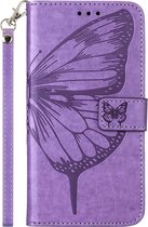 Mobigear Telefoonhoesje geschikt voor Realme 9 Pro Hoesje | Mobigear Butterfly Bookcase Portemonnee | Pasjeshouder voor 2 Pasjes | Telefoonhoesje voor Pinpas / OV Kaart / Rijbewijs - Paars