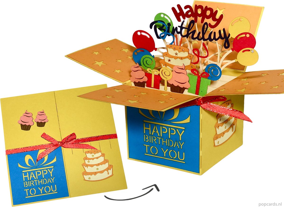Verjaardagskaart 3D Popupkaart Doos