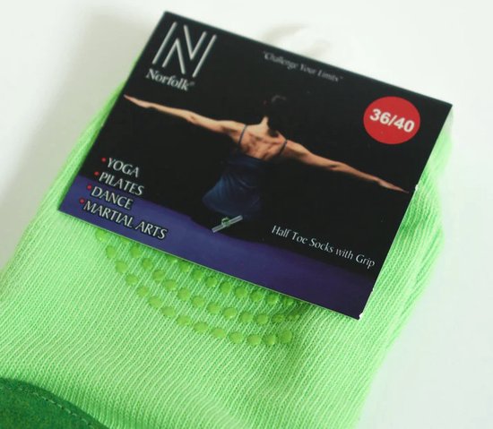 Norfolk Anti-Slip Yoga en Pilates Sokken met Leren Pads - Ballet - Dans - Teensokken - Groen - 36-40 - Shakira van Norfolk — afbeelding 2