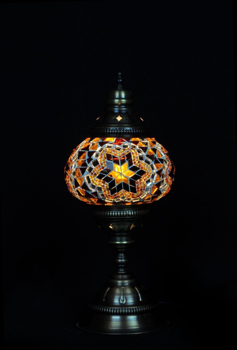 Turkse Lamp - Tafellamp - Mozaïek Lamp - Marokkaanse Lamp - Oosters Lamp - Authentiek - Handgemaakt - Bruin