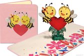 Popcards popupkaarten – Bijen, Liefde I love you, Verliefd, ik houd van je, rood hart, Valentijn Moederdag Singles Day pop-up kaart 3D wenskaart