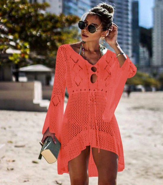Robe de plage - Bikini cover up - Robe au crochet - Robe de plage - ONE SIZE - Oranje