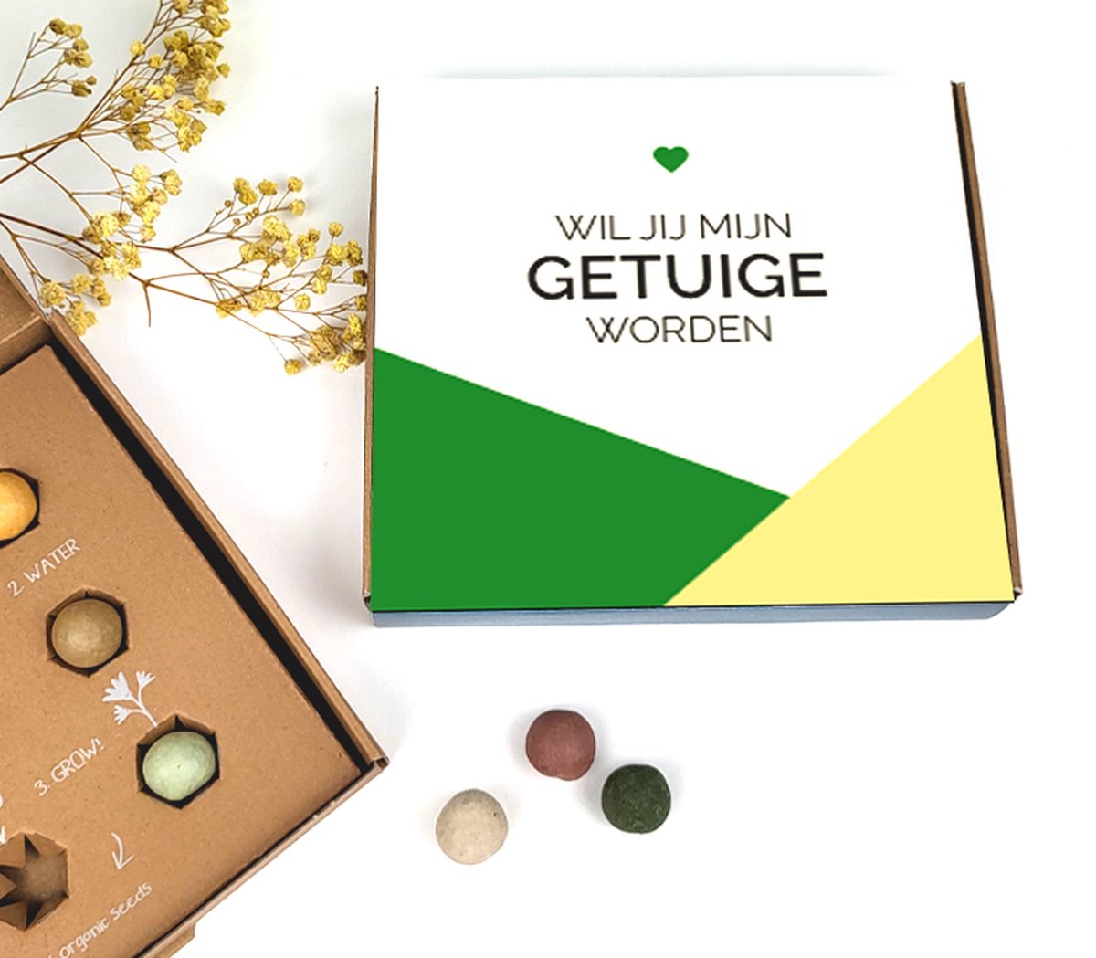 Bloembommetjes - Zaadjes - getuige - geo - wil je mijn getuige zijn - Zaad - getuige vragen - getuigen vragen huwelijk