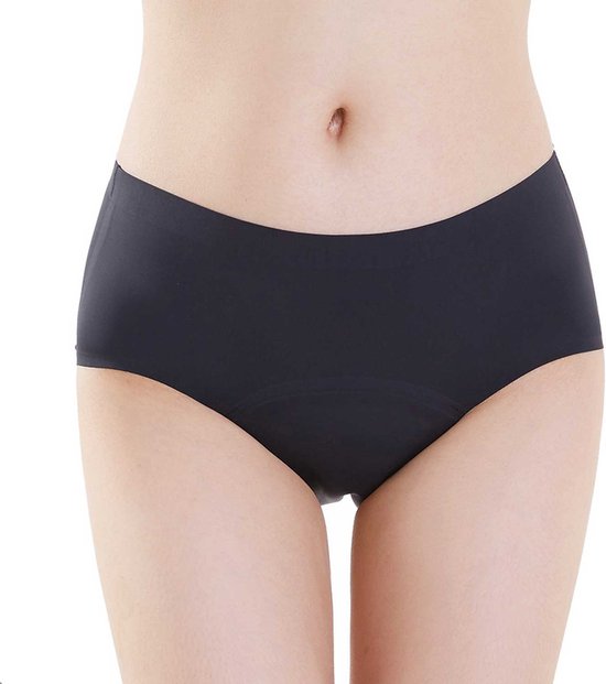 Bamboozy Menstruatie Ondergoed Hipster Naadloos 4-laags Emma Maat S 36-38 Zwart Period Underwear Duurzaam Menstrueren Incontinentie Zero Waste