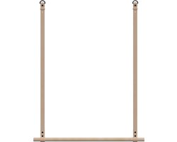 Kapstok/ kledingrek 80cm - aan leren banden - Handles and more® | NATUREL - stang: rondhout